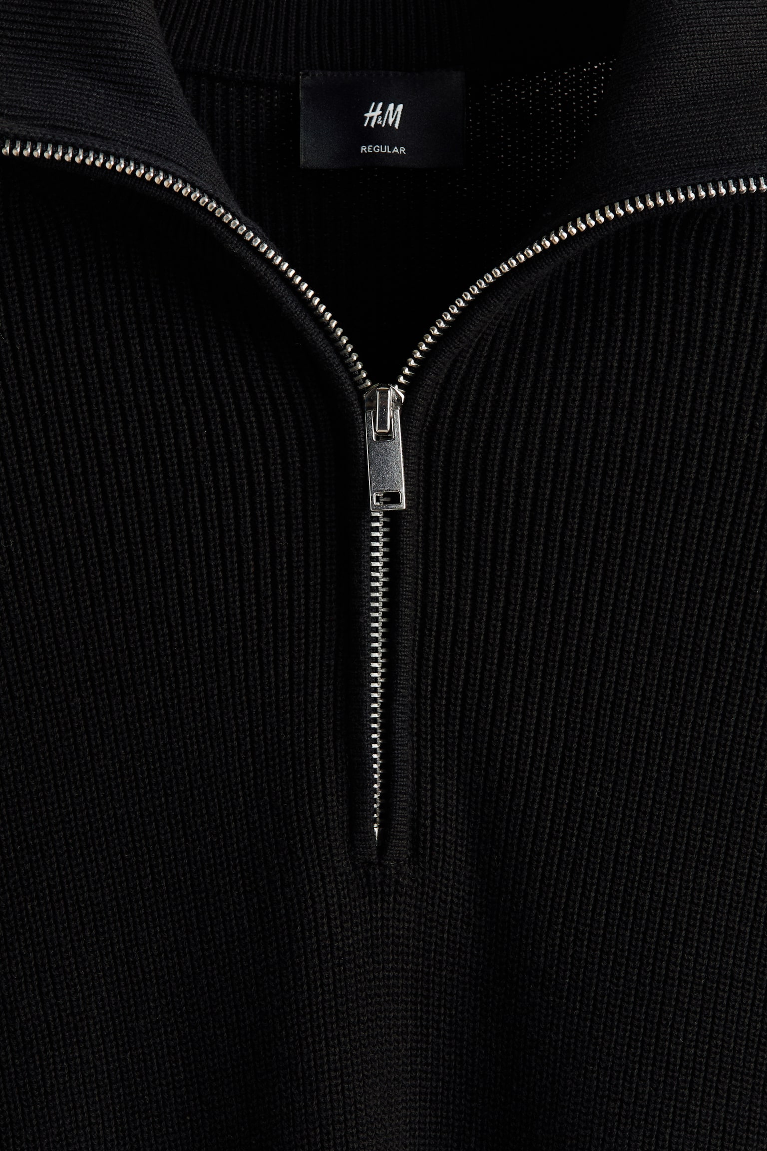Мужской свитер H&M Regular-Fit Half-Zip, цвет: Чёрный — фото 6