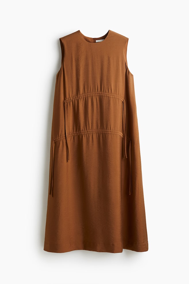 Drawstring-detail dress - Brown - 1