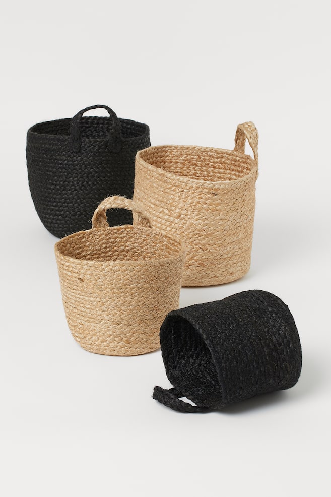 Handmade wall storage basket - Beige/Black - 5