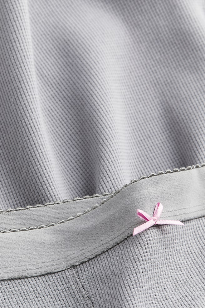 Bawełniana piżama w waflowy splot - Szary/Jasnoróżowy - 3