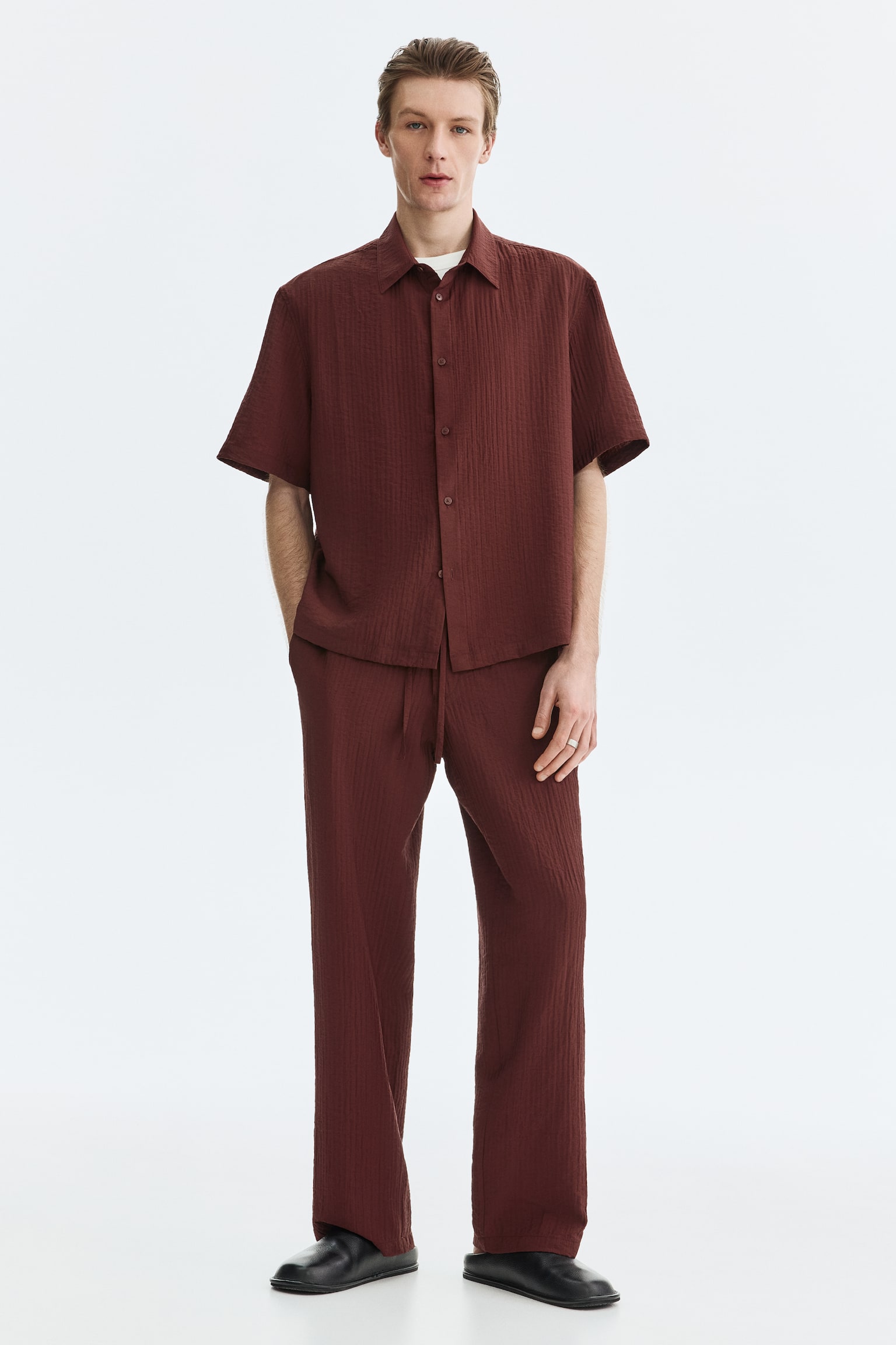 Áo sơ mi Relaxed Fit - Màu đỏ rượu/Màu kem/Màu xanh kaki/Màu đen - 5