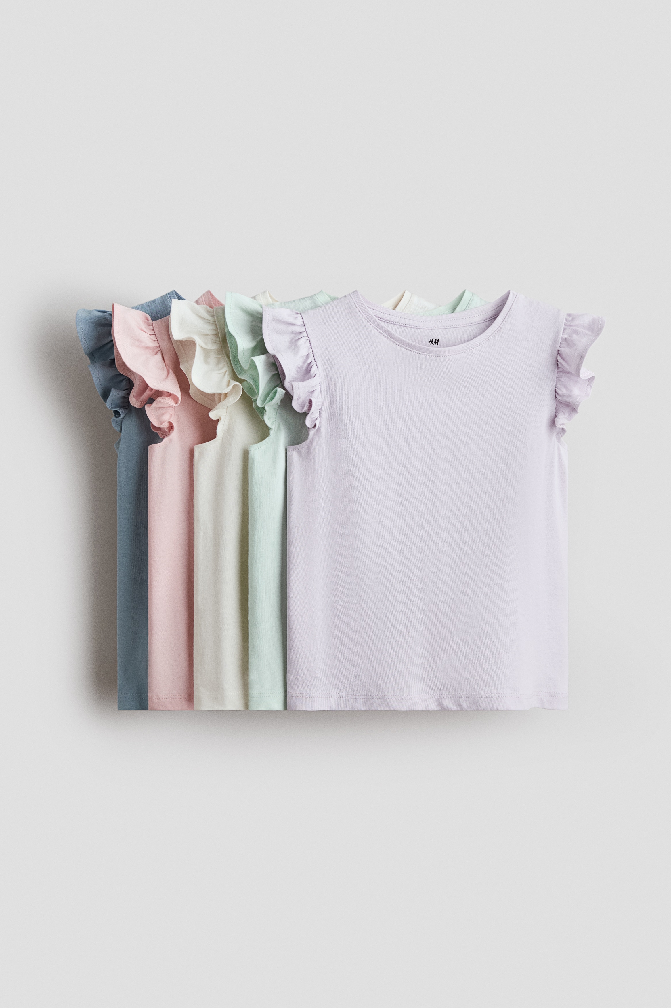 H & M - 5-Pack Shirts mit Volantärmeln - Blau - Kinder