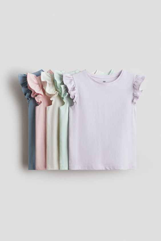 Детские топы H&M 5-Pack Flutter-Sleeved Tops