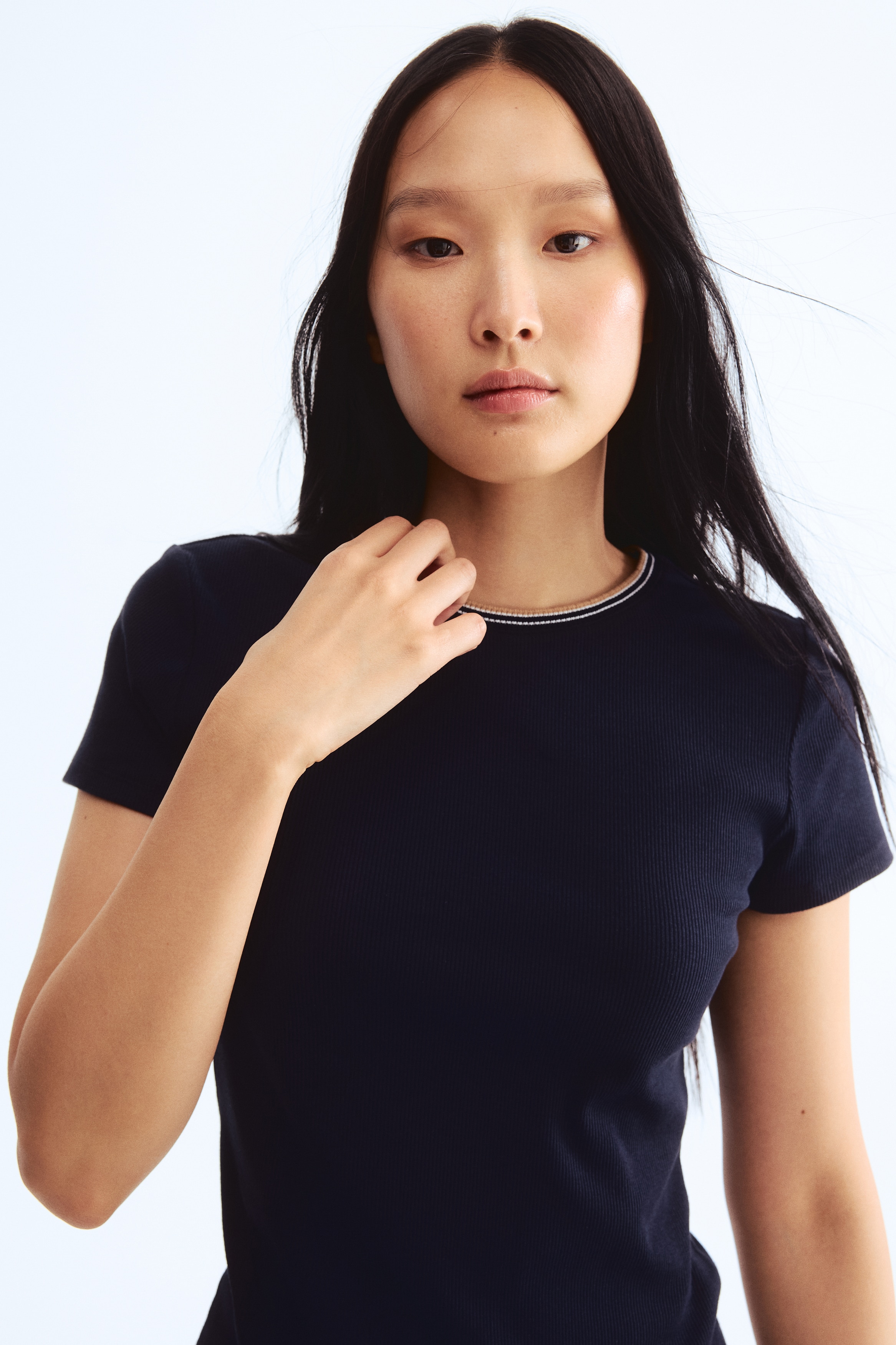 Rib-knit T-shirt