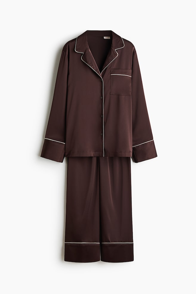 Satin pyjamas - Dark brown/Dark brown/Leopard print/Black/Polka dot/Dark red/Polka dot - 1