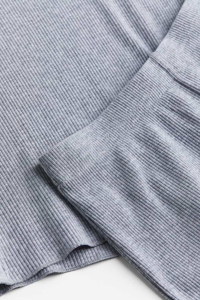 Ribbed pyjama top and bottoms - Light grey marl - 3