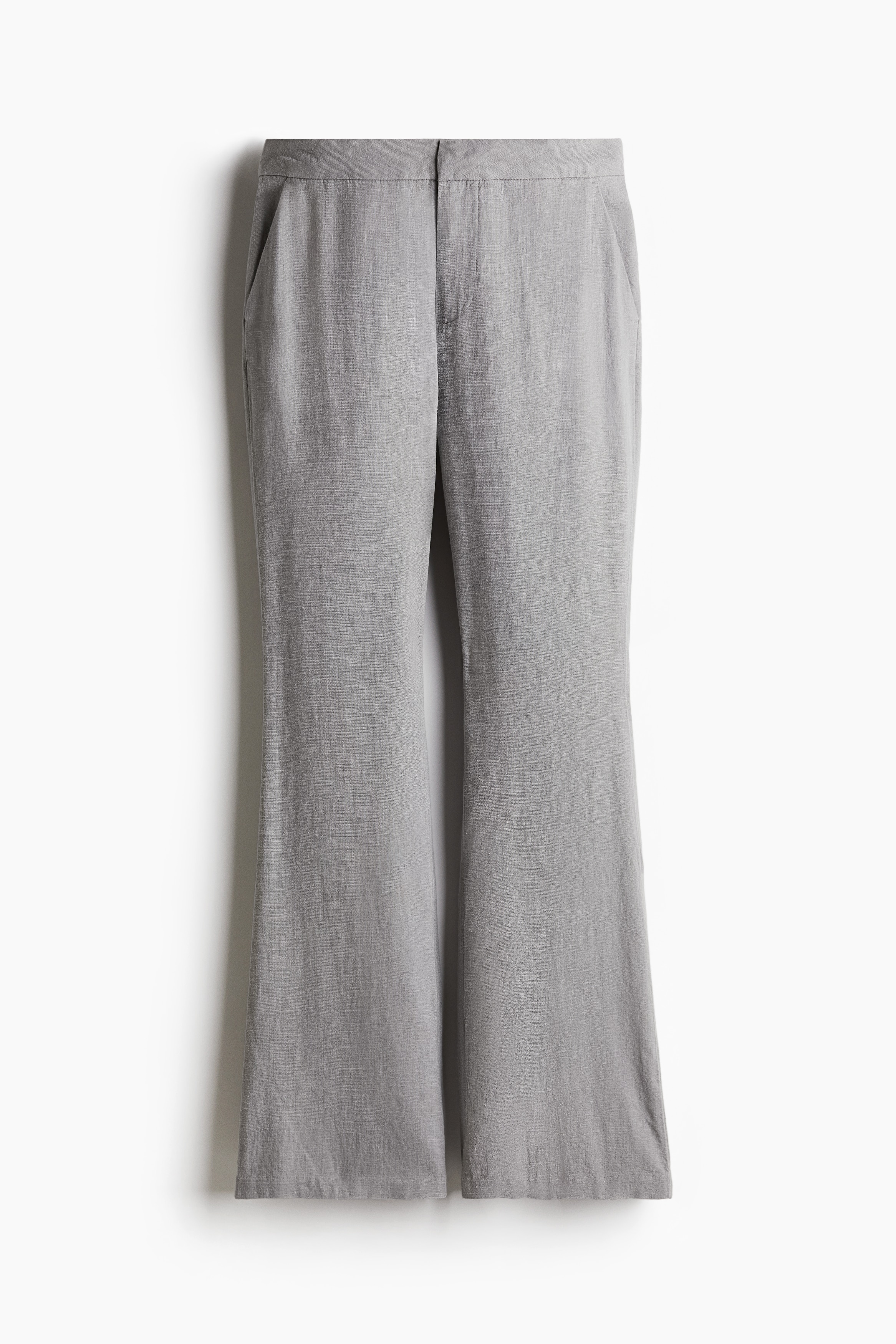 Linen-blend tailored trousers - Grey/Light beige/Pinstriped/Cream