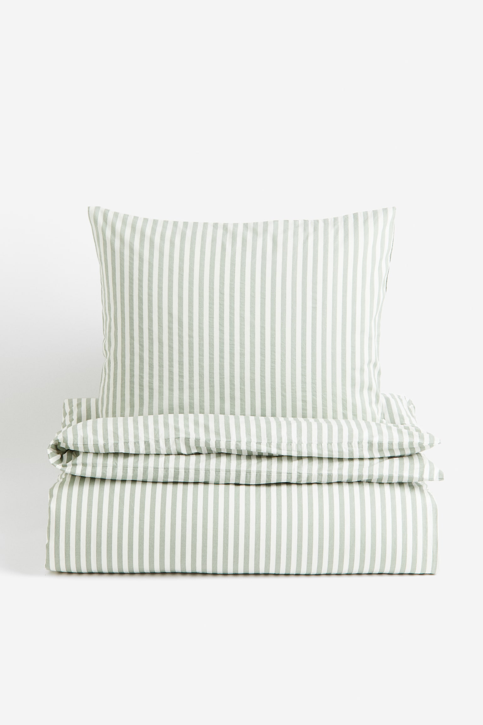 Cotton single duvet cover set - Green/Striped/Black/Striped - 3