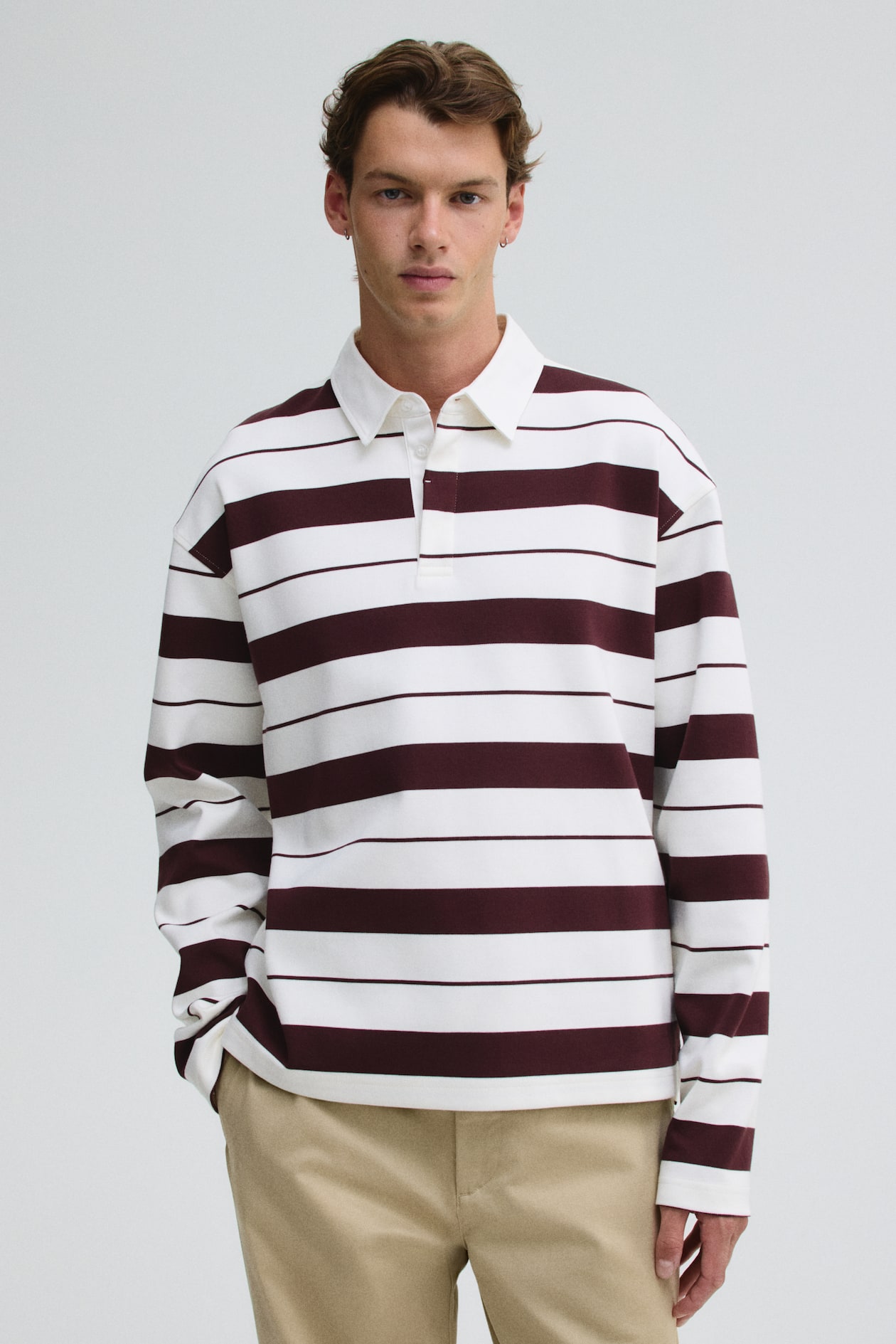 rugby stripe knit collared long sleeves mini dress Long-Sleeved Rugby Mini Dress