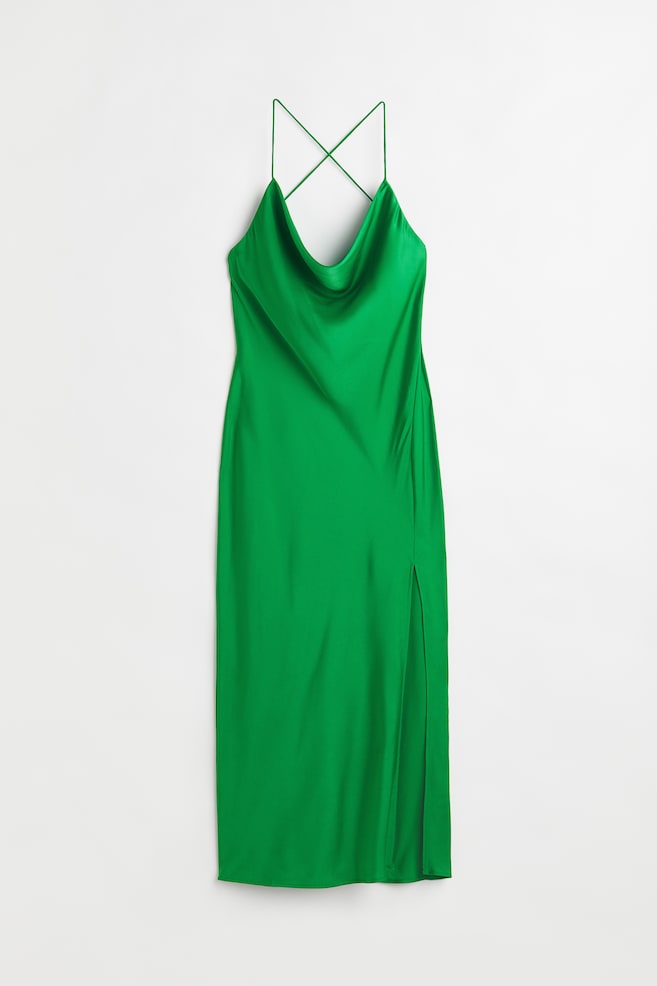 Robe combinaison en satin - Vert/Crème/motif zébré - 1