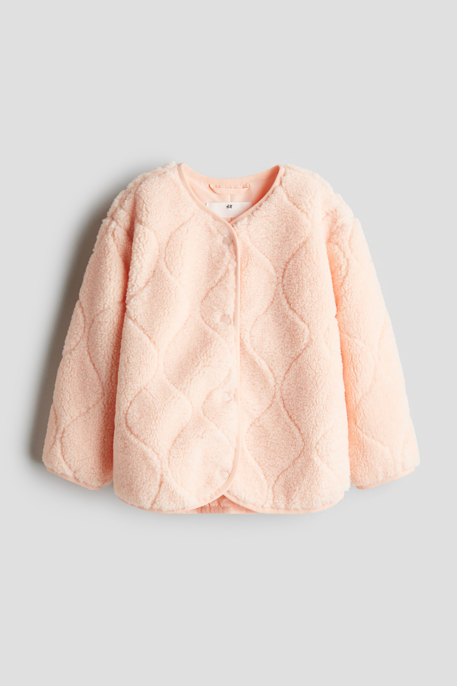 Quilted teddy jacket - Peach/Light blue/Cream - 1