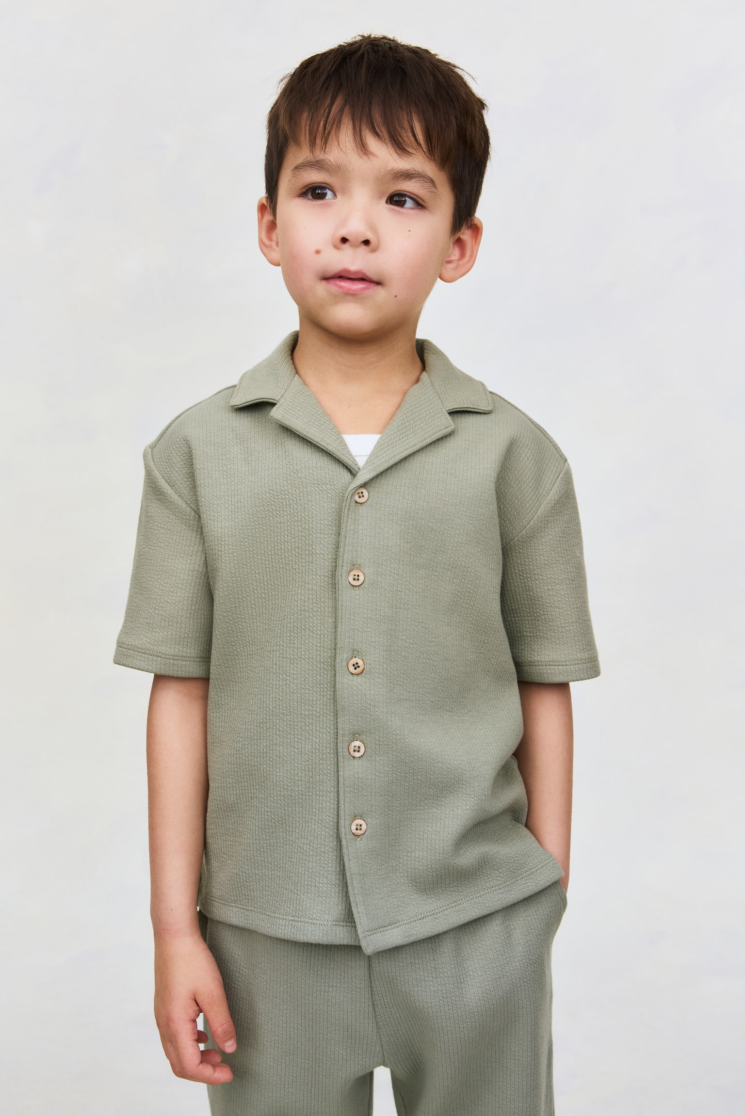 Набір із 2 виробів із фактурної бавовни - Зелений хакі - 6