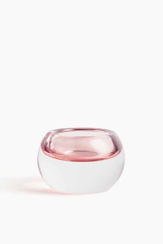 Portavelas de vidrio - Transparente/Rosa - 1