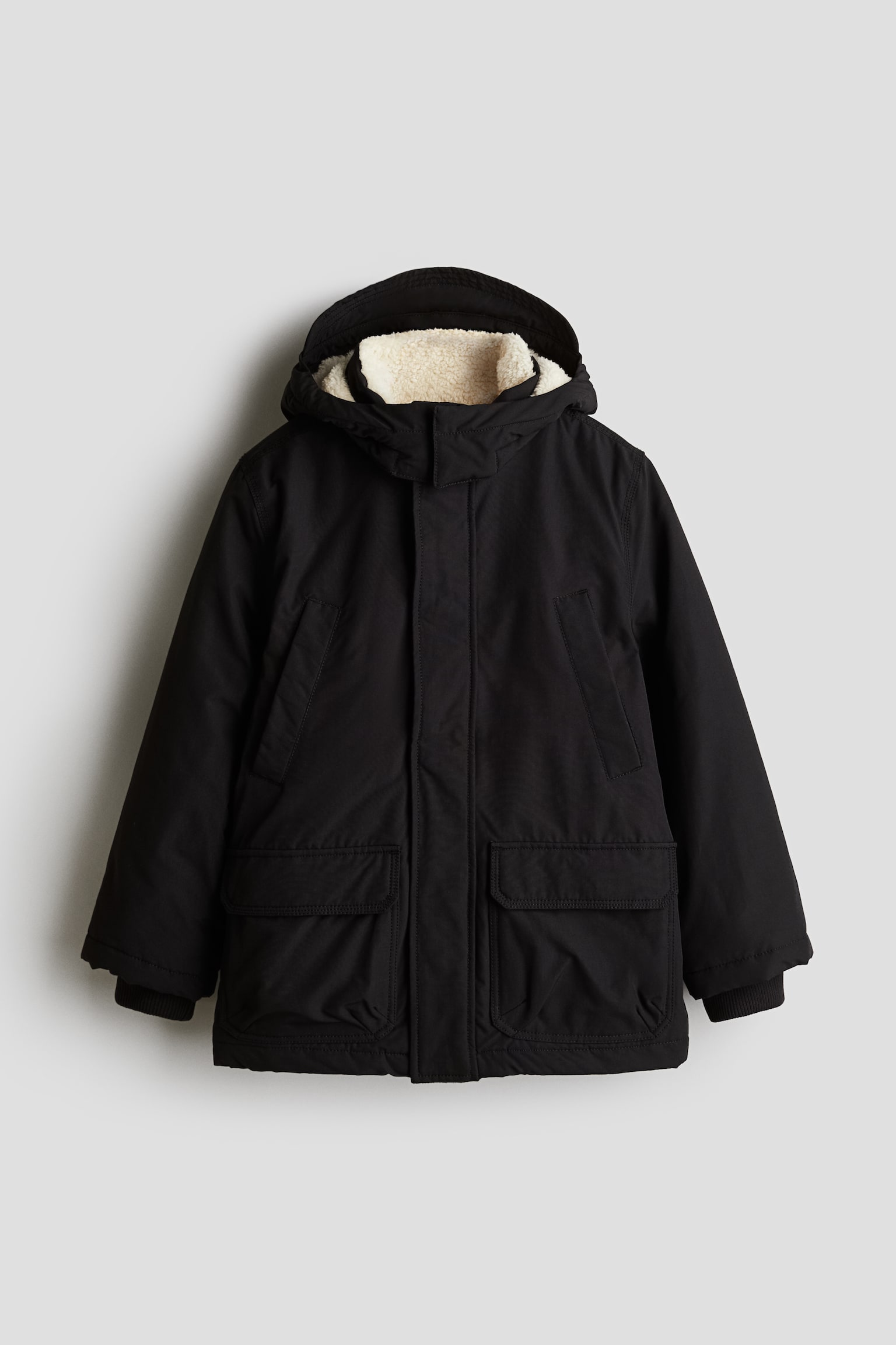 Teddy-lined parka - Black - 1