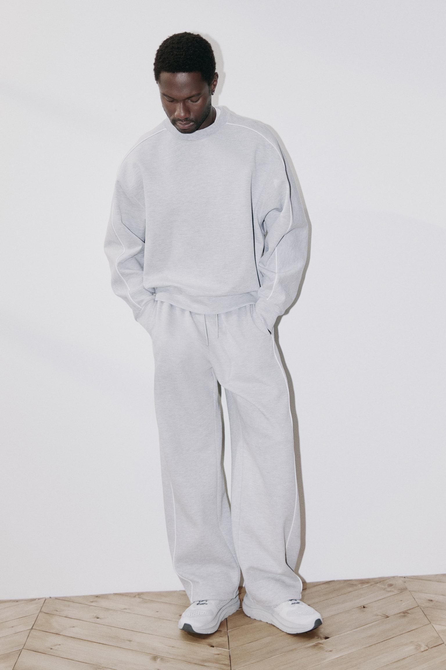 סווטשירט ספורט DryMove™‎ Oversized Fit - אפור בהיר מלאנז' - 4