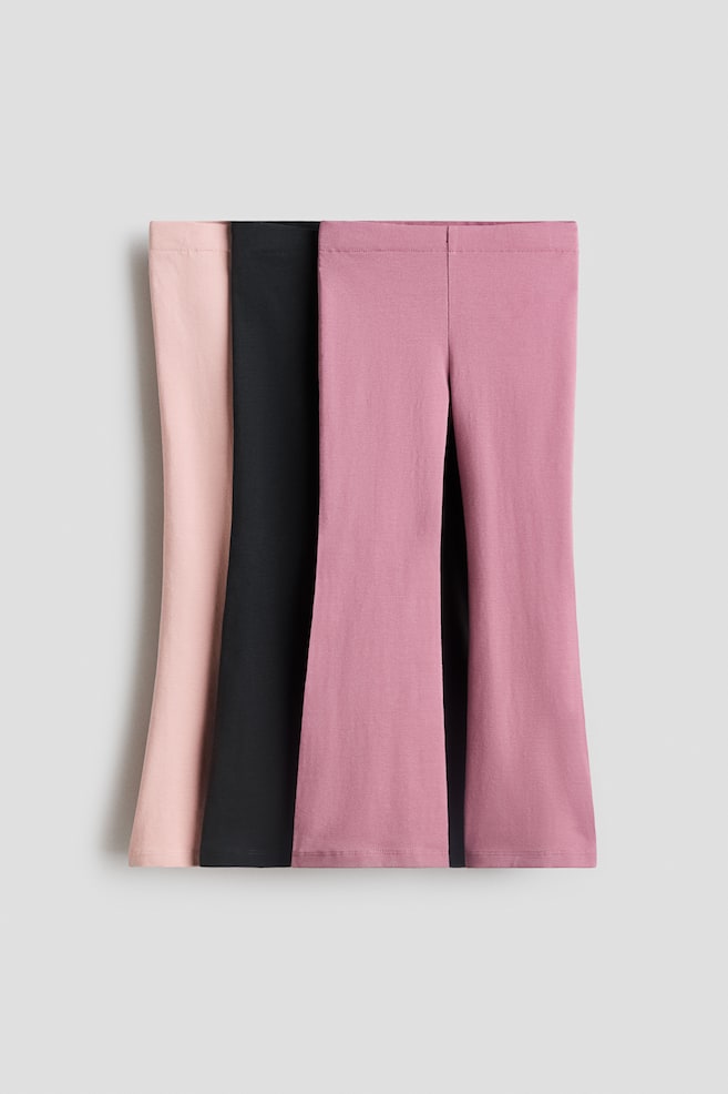 3-Pack Flared Leggings - Dusty rose/black/light pink/Black/Pink/purple/blue/Light beige/leopard print - 1