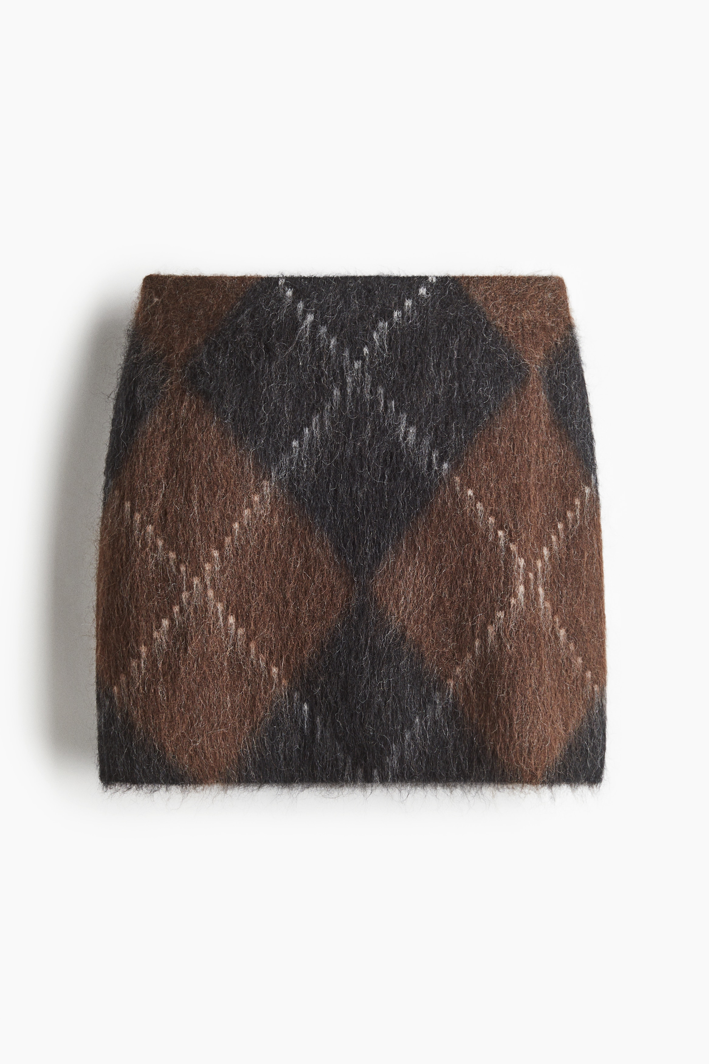 Minigonna in misto mohair - Marrone/motivo a losanghe