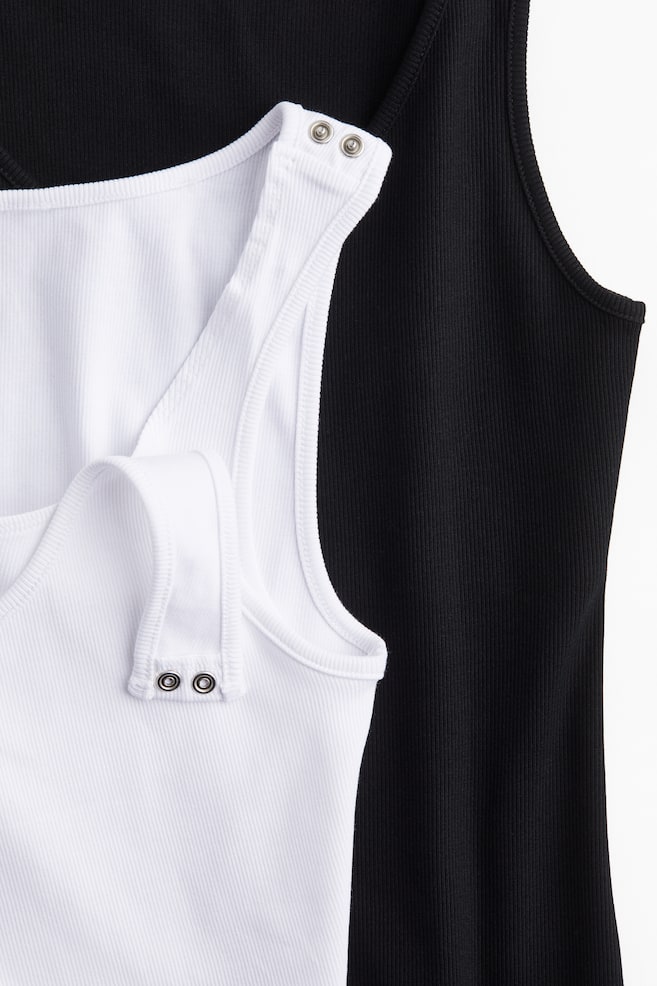 MAMA 2-pack nursing vest tops-White/Black - 4