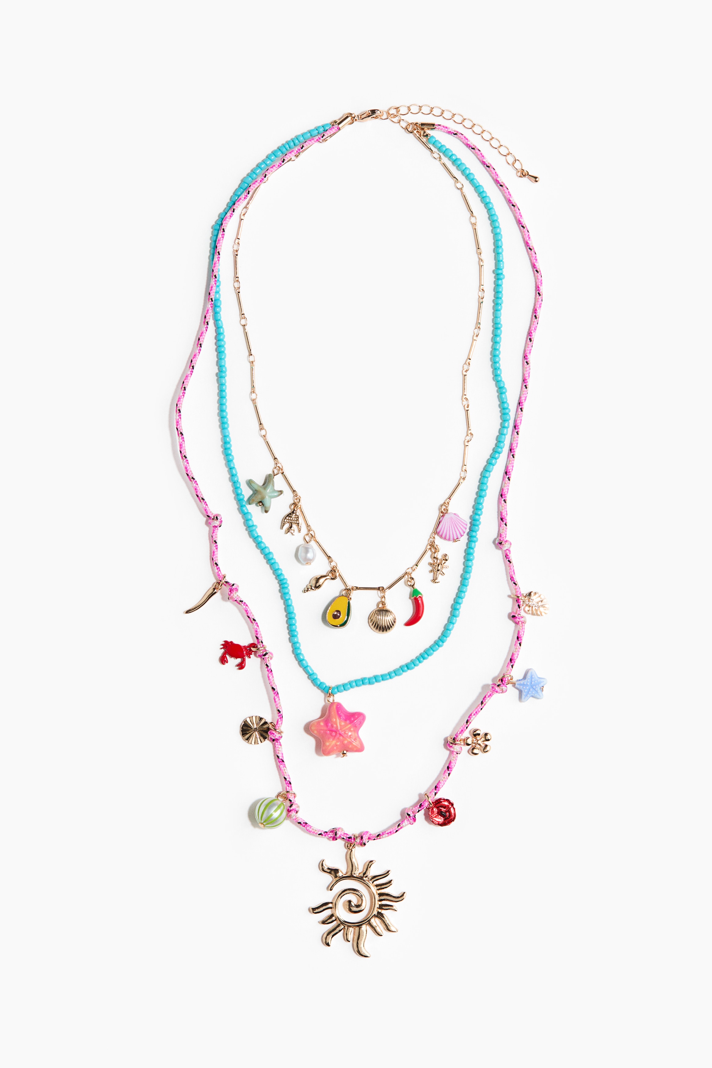 アクセサリー hm Women's Blue/pink Triple-Strand Necklace | H&M US