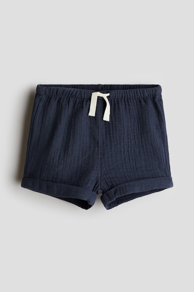 Short en mousseline de coton - Bleu marine/Beige/Vert kaki - 1