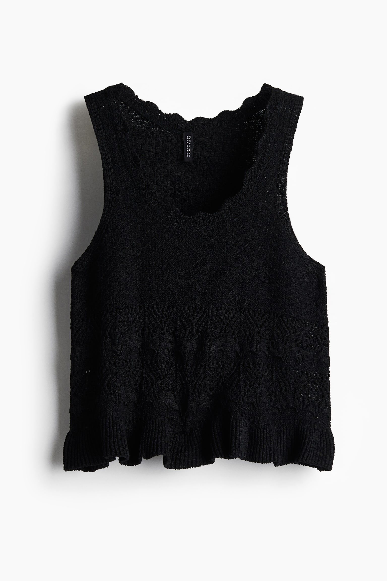 Женский топ H&M Crochet-Look Sleeveless Top, цвет: Чёрный — фото 1