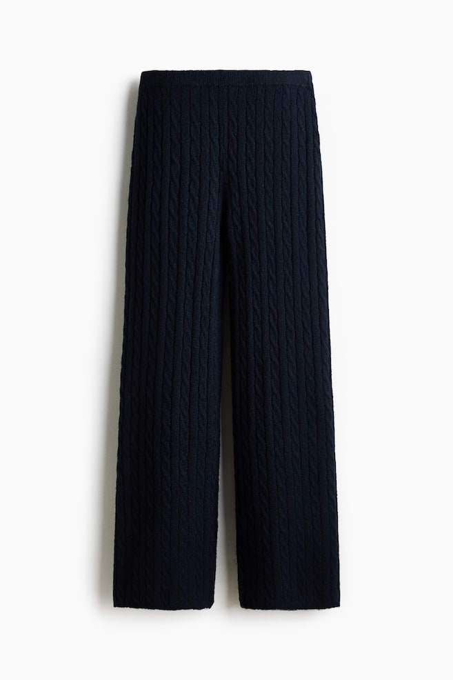 Cable-knit trousers - Navy blue/Grey marl/Cream/Pink - 1