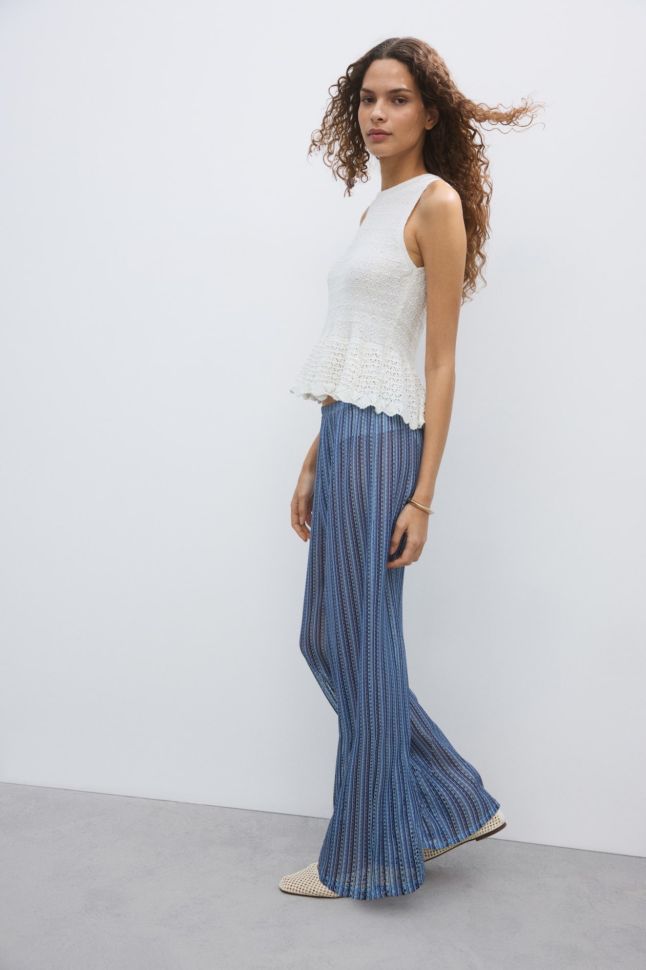 Wide-Leg Open-Knit Pants - image 4