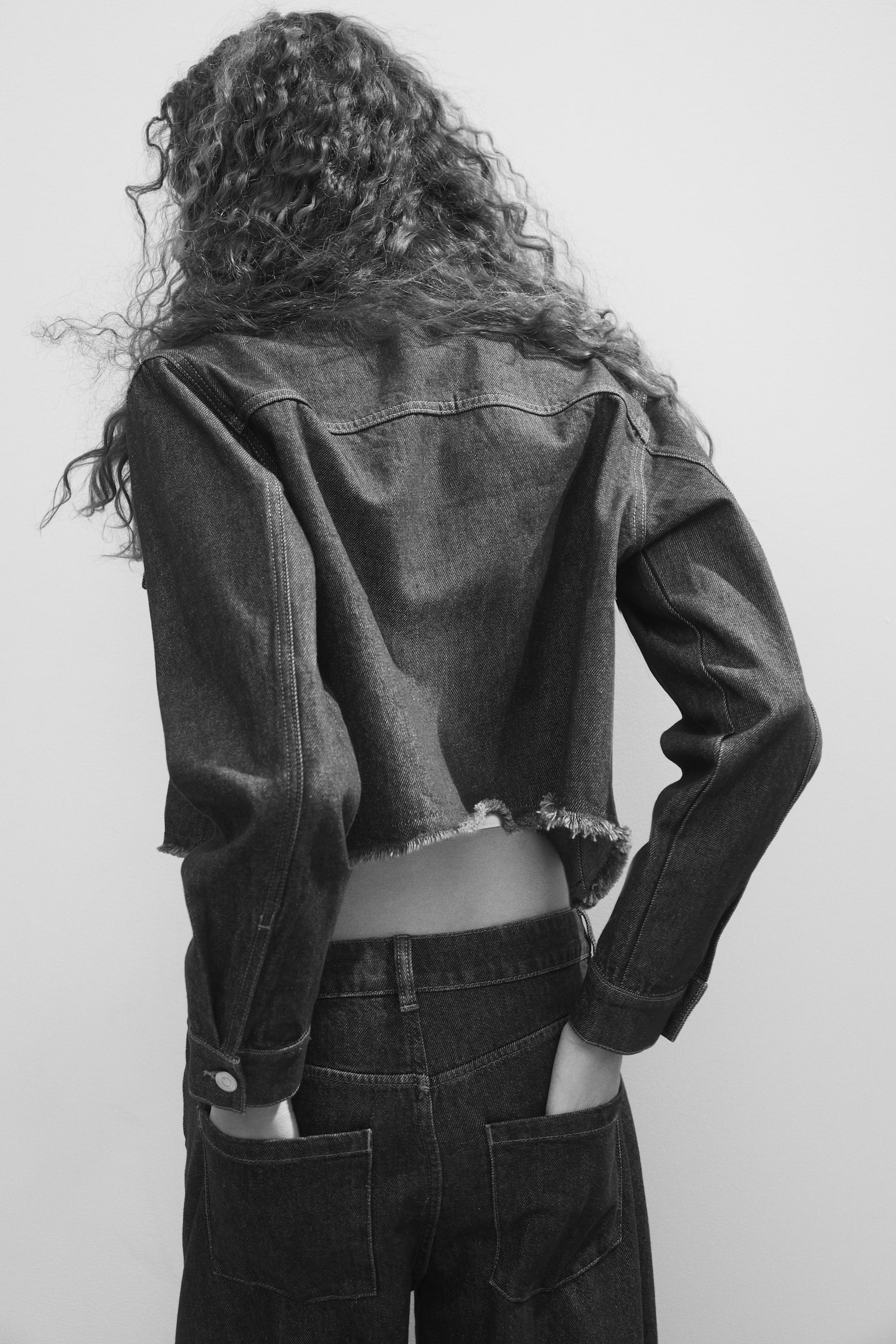 Cazadora denim cropped-Azul denim oscuro - 3