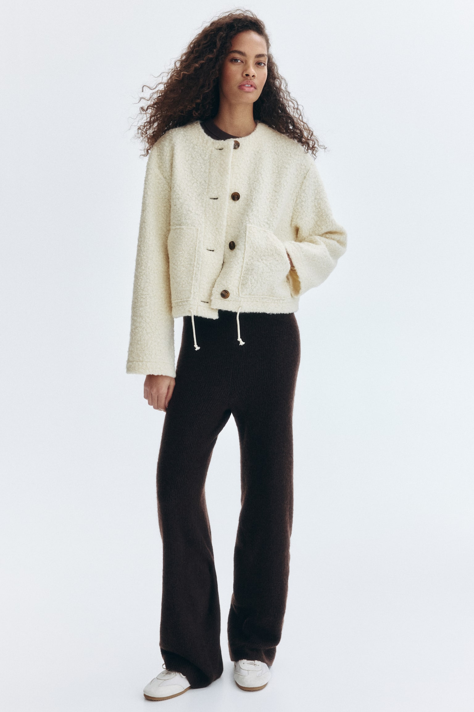 Saco en tejido peluche - Beige claro/Gris pardo - 4