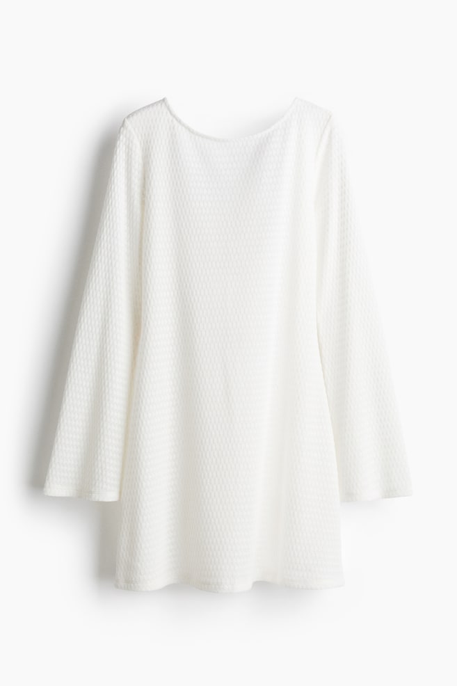 Tie-back beach dress - White/Beige/Striped/Black - 1