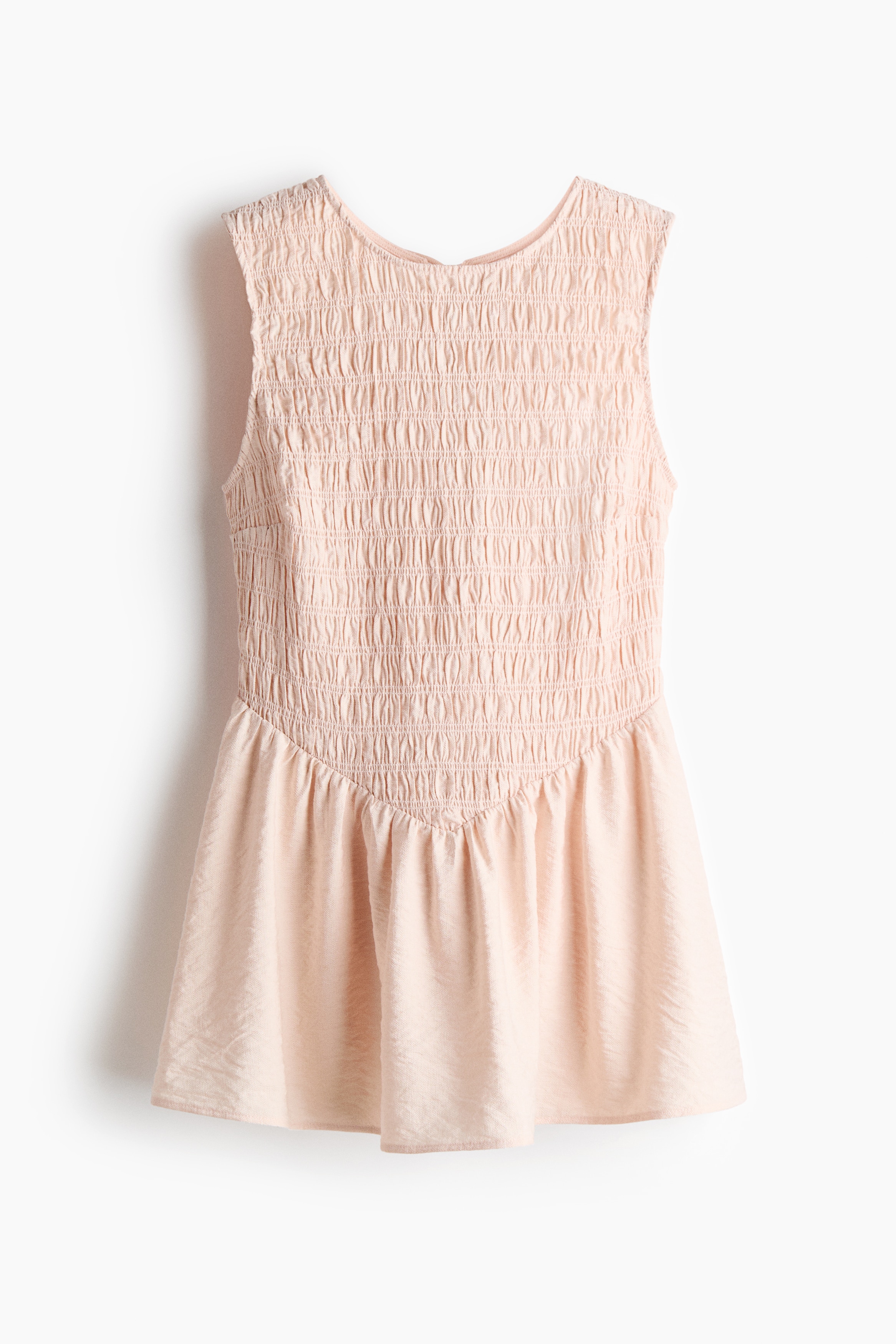 Smocked tie-back peplum top - Powder pink