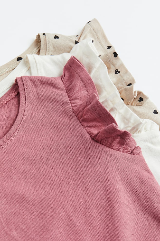3-pack flutter-sleeved tops - Dusty pink/Light pink/Light orange/Navy blue/Striped - 2