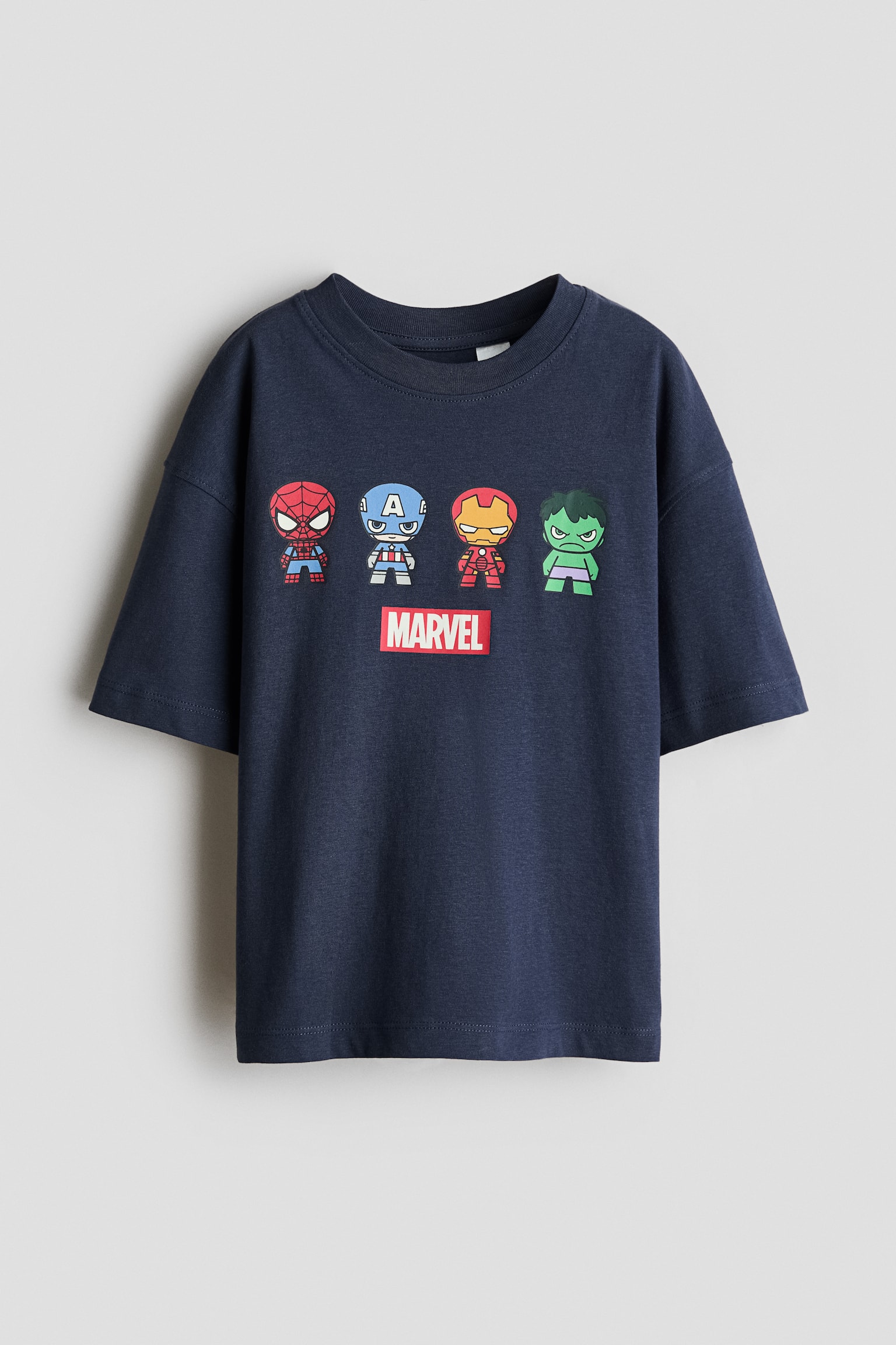 Printed Cotton T-Shirt - Navy blue/Marvel Comics/White/Marvel Comics/Dusty turquoise/Minecraft/Dark brown/Jurassic World