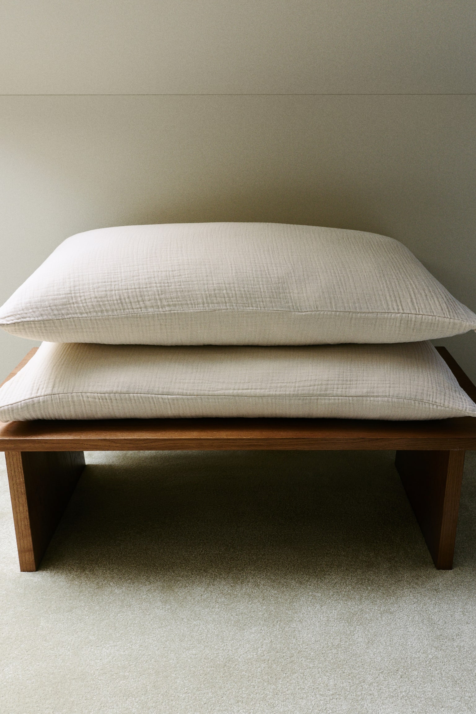 2-pack cotton muslin pillowcases - Light dusty beige/Green/Mole/Light greige - 1