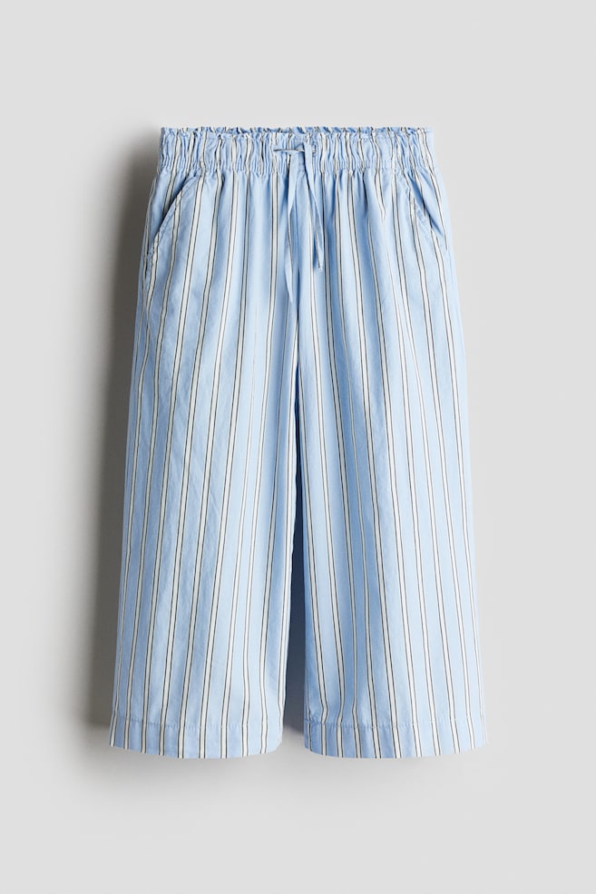 Wide cotton trousers - Light blue/Striped - 1