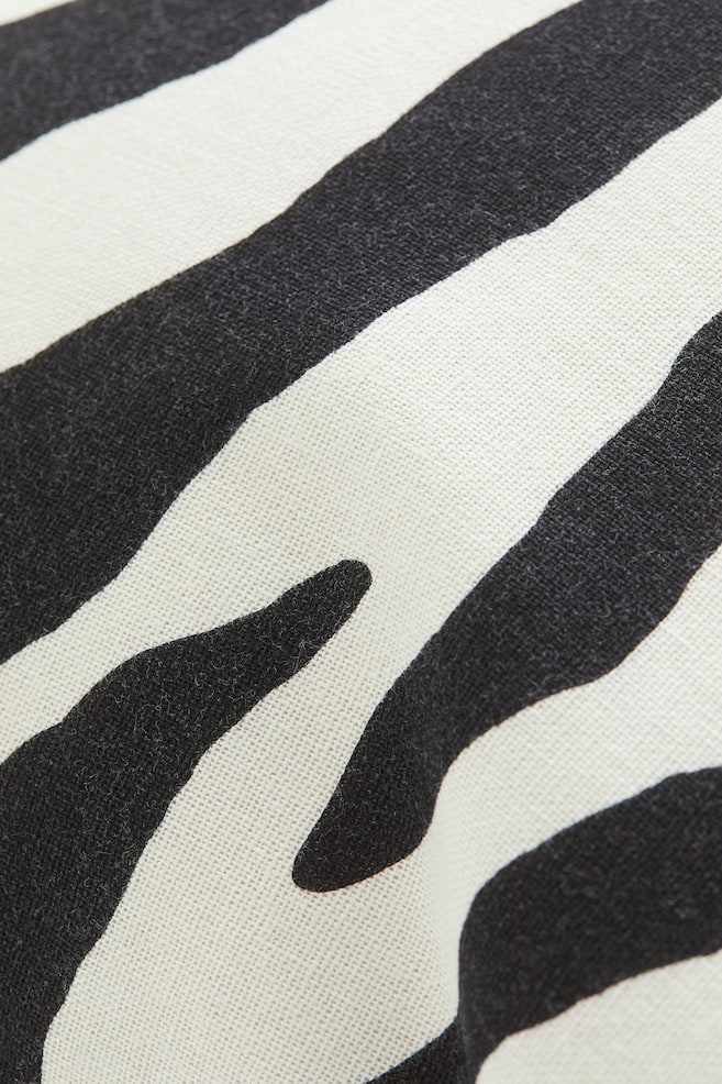 Animal-patterned linen-blend cushion cover - Black/Zebra print - 2