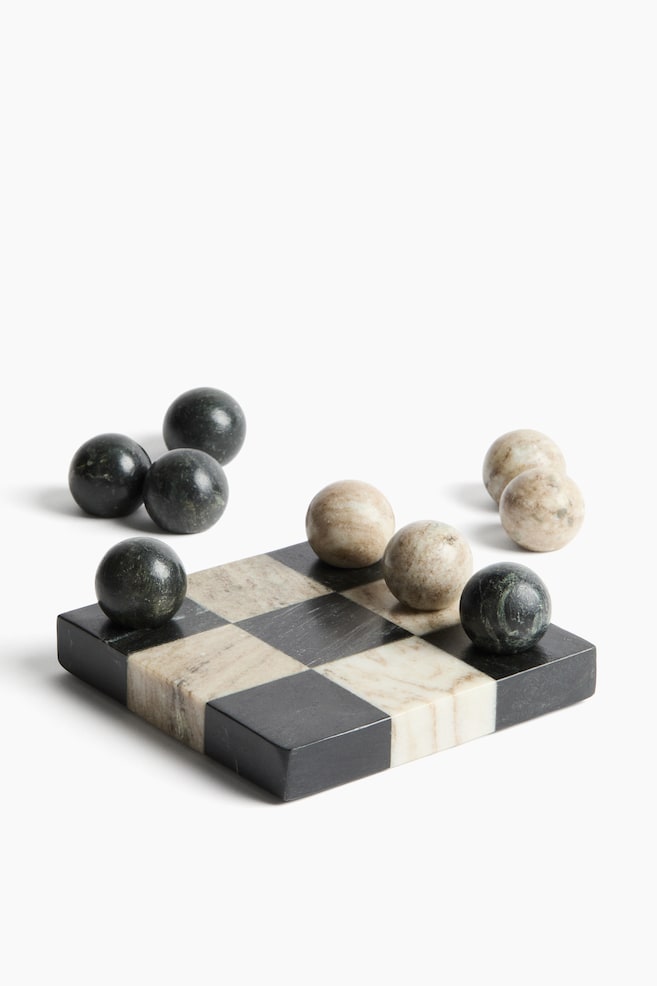 Brädspel i marmor - Beige/Svartrutig - 1