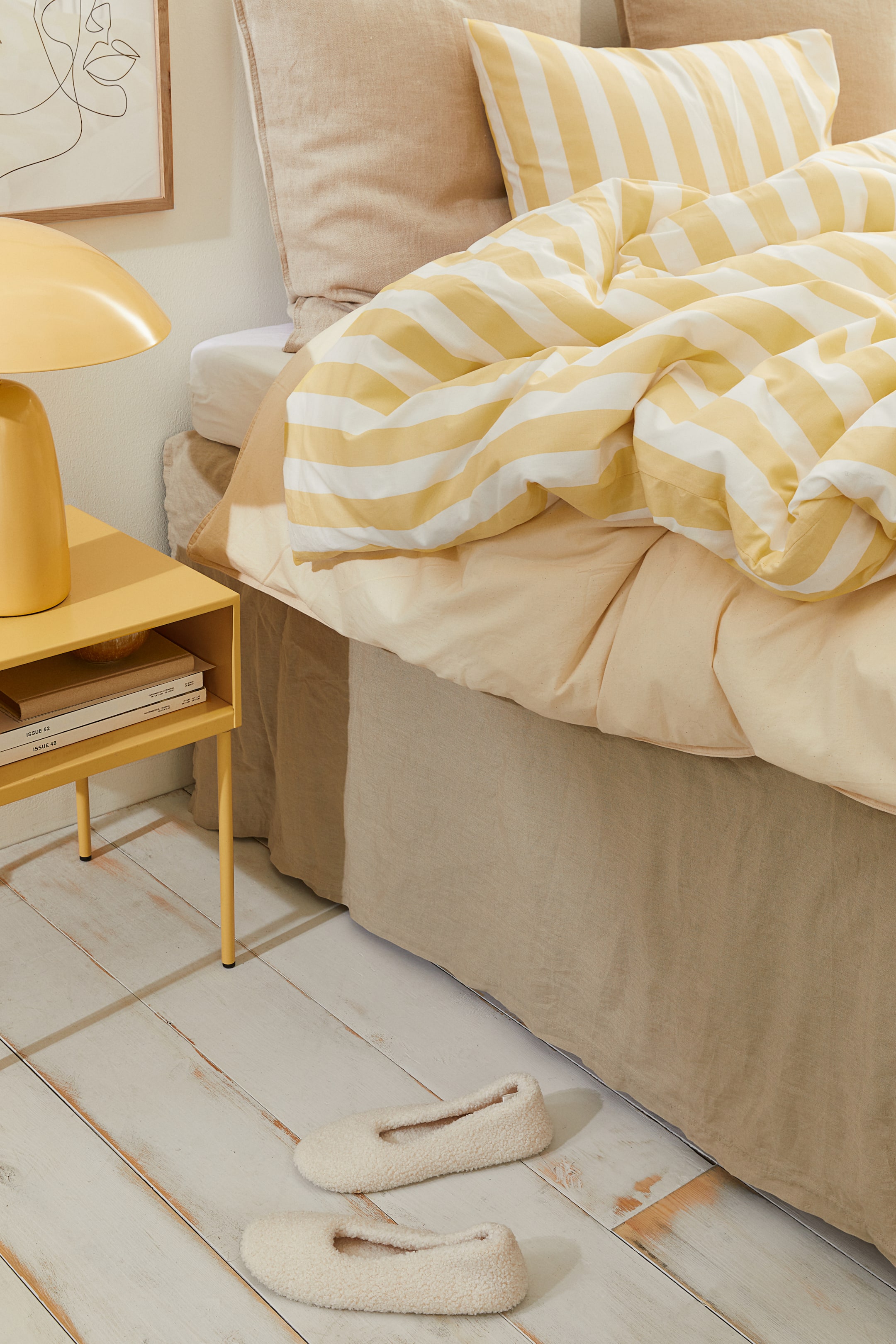 Striped Twin Duvet Cover Set Light yellow/striped Home All H&M US