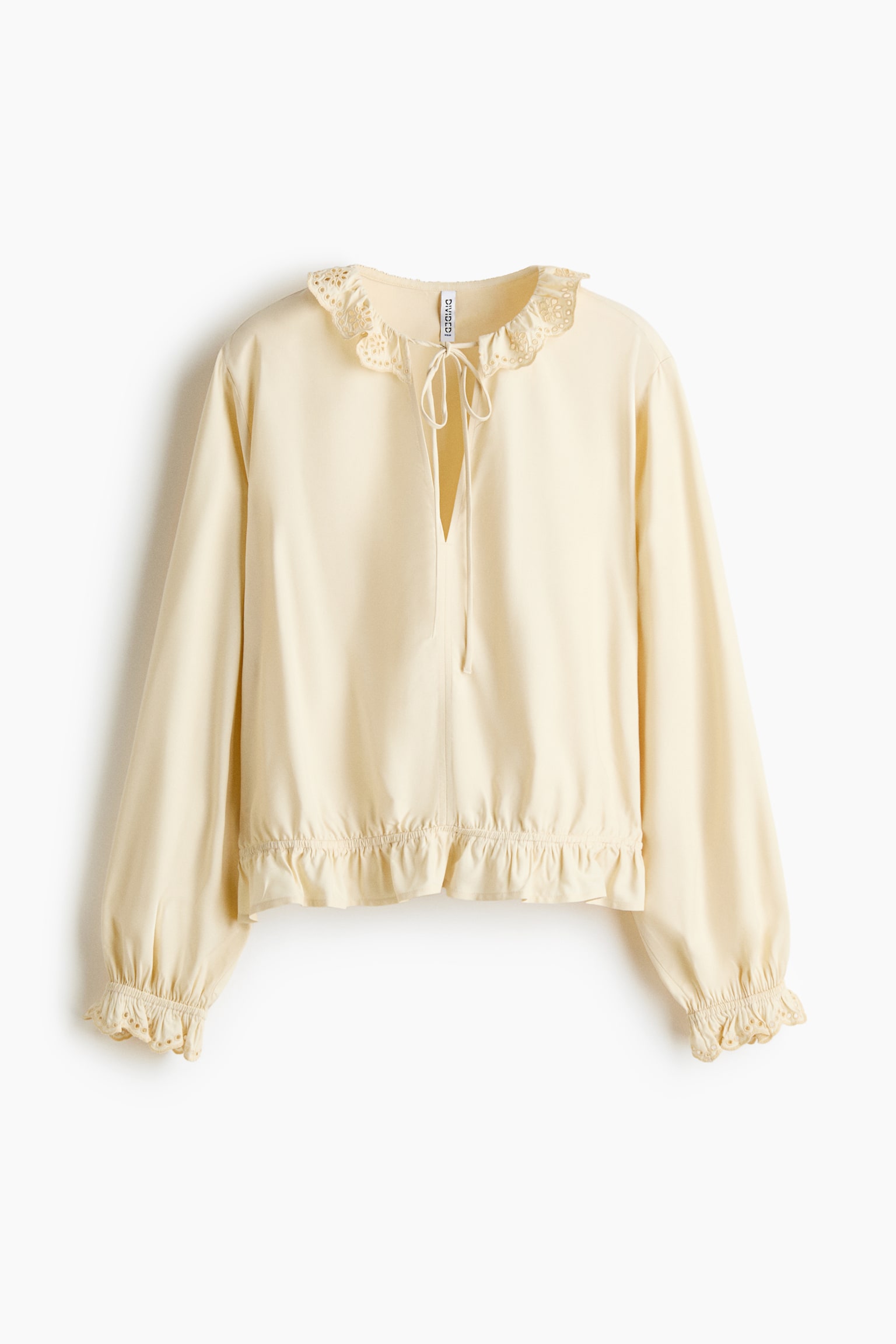 Frill-trimmed blouse - Light yellow/Light beige - 2