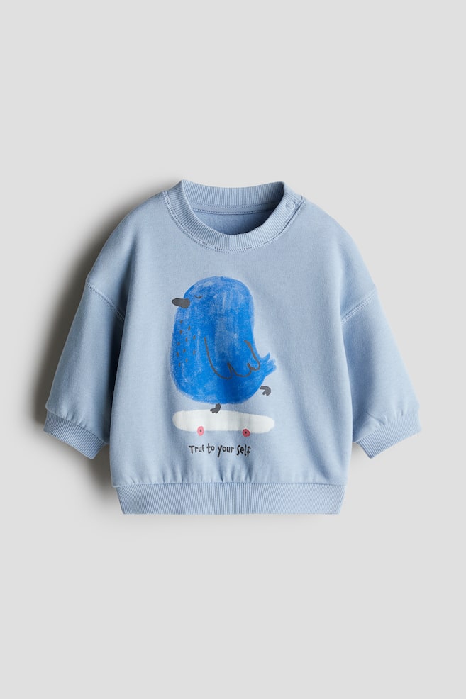 Printed sweatshirt - Light blue/Bird - 1