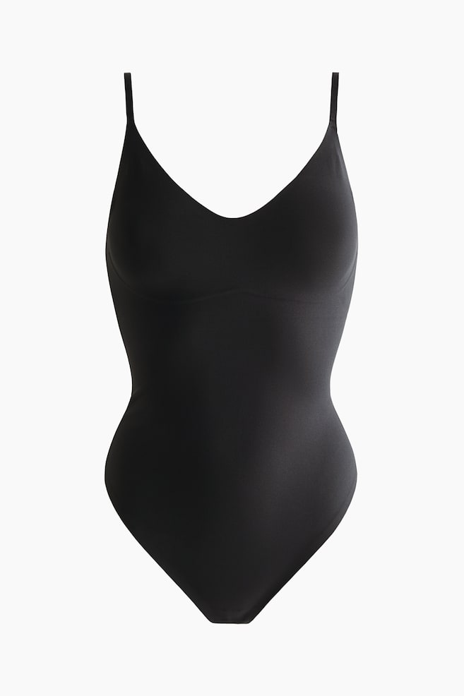 Light Shape Microfibre thong body - Black/Dark beige - 1