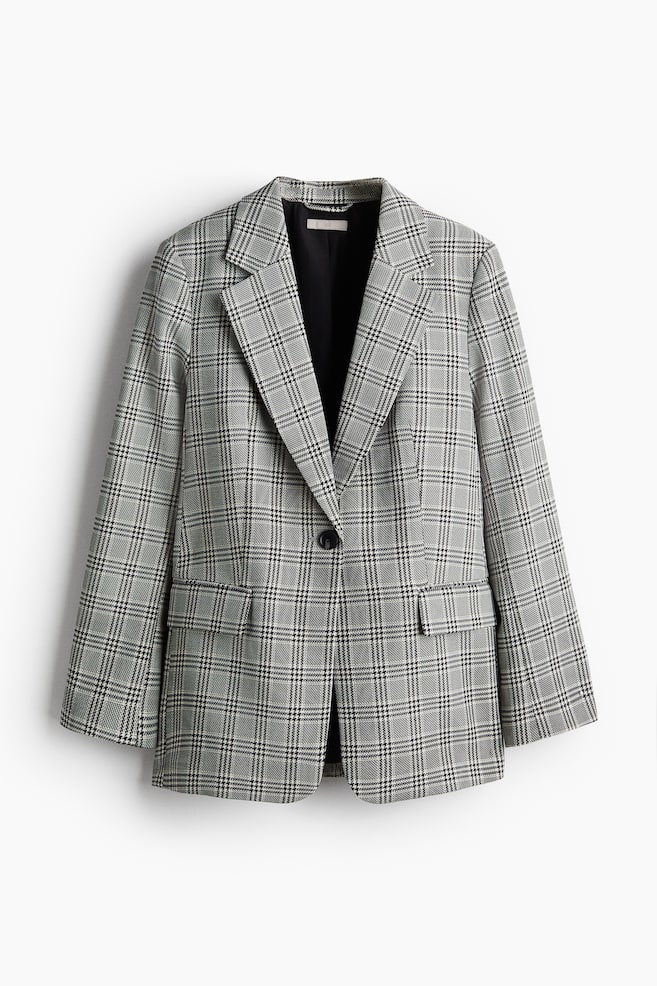 Single-breasted blazer - White/Black checked - 1