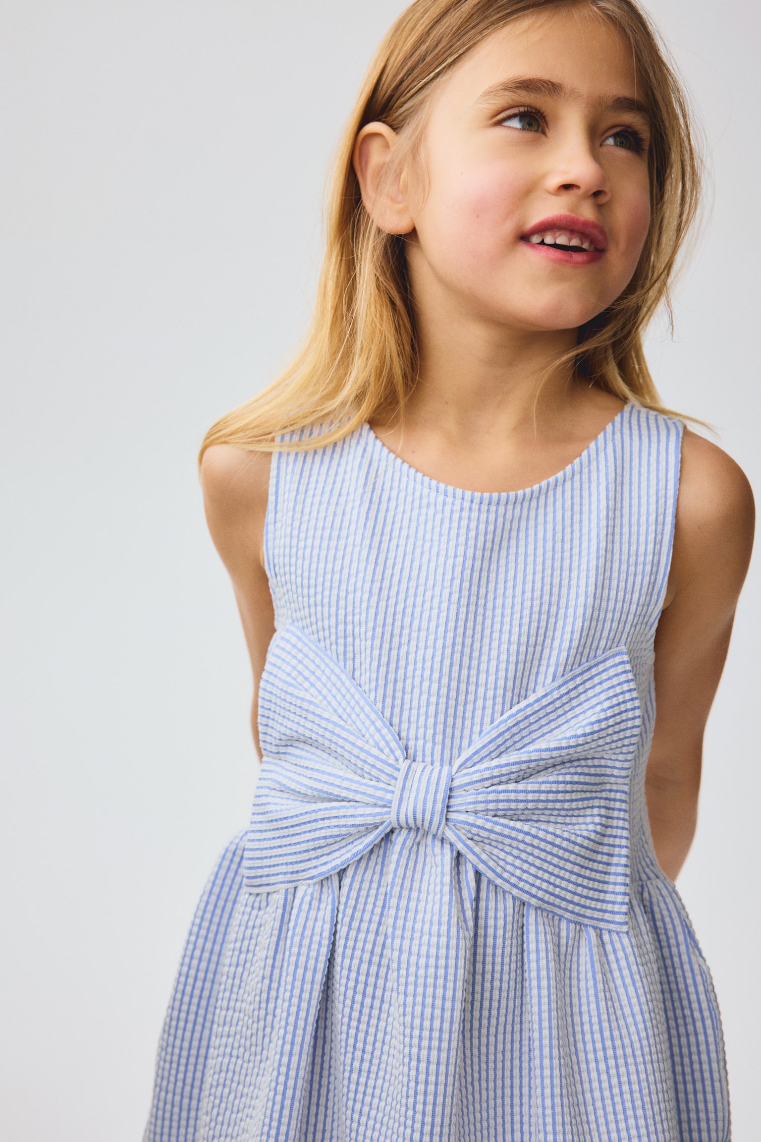 Bow-front dress - Blue/Striped/Pink/Striped - 5