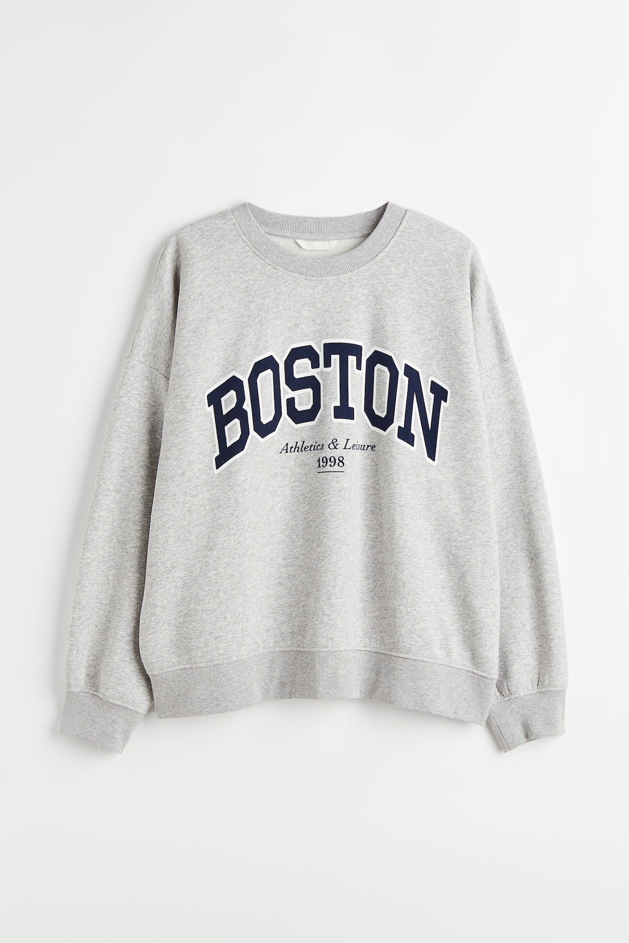 Printed sweatshirt - Round Neck - Long sleeve - Light gray melange 