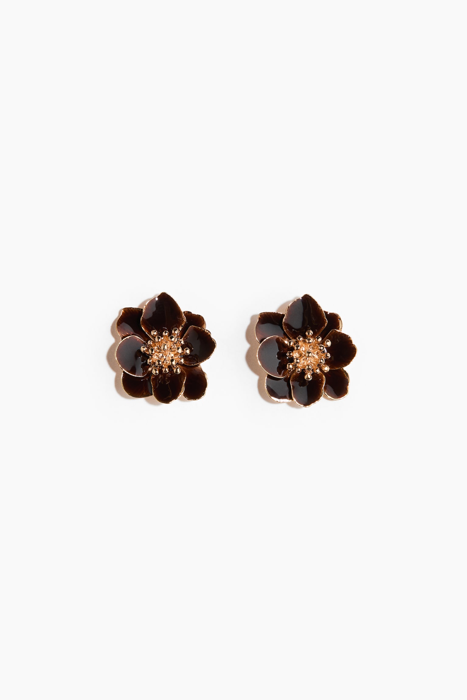 Flower-shaped earrings - Café oscuro/Dorado/Rosa claro/Dorado