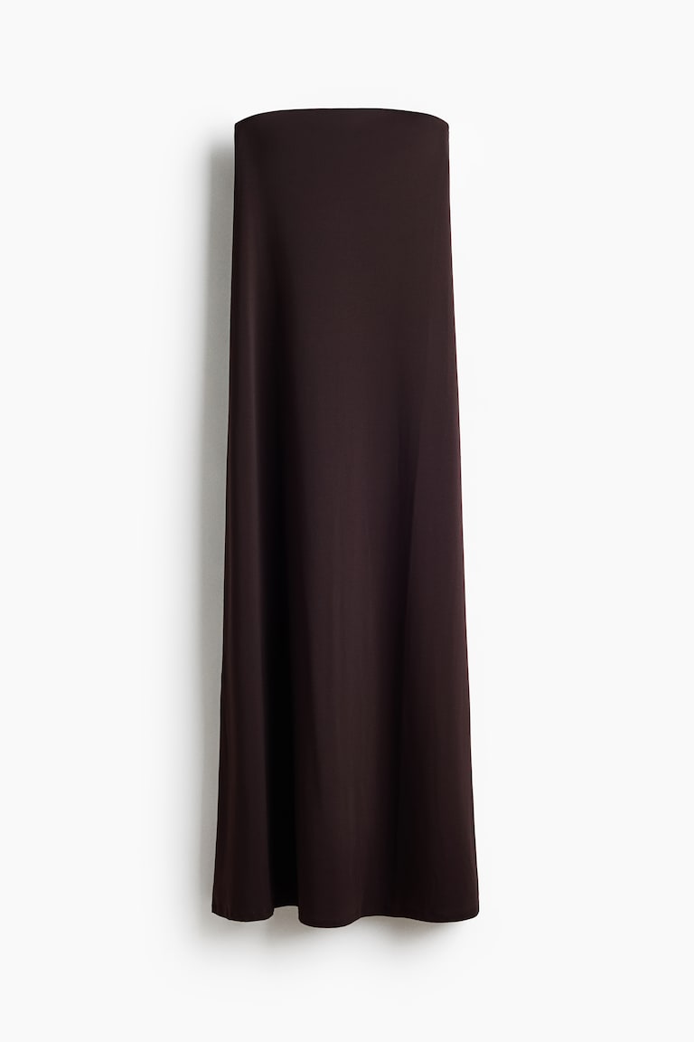 h&m brown maxi dress Women's Dark red-brown Flounced maxi dress
