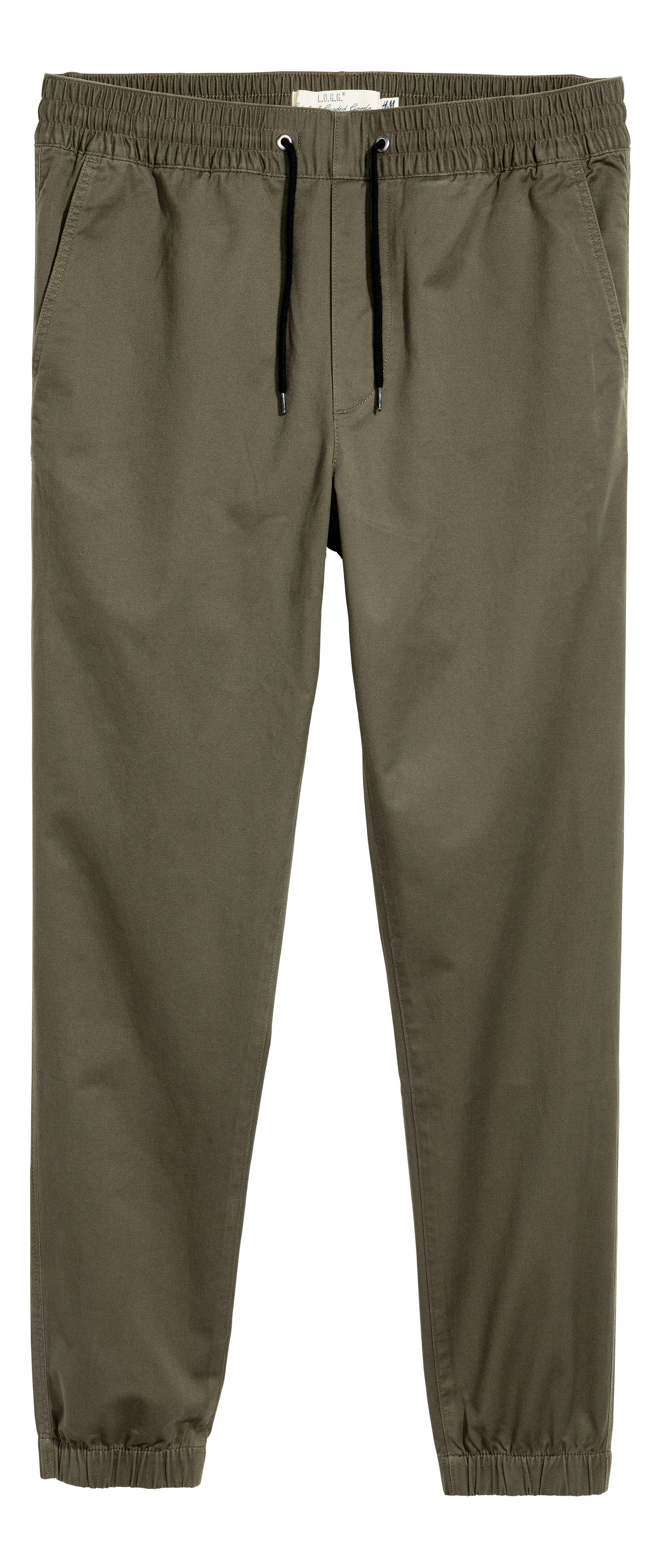 Brushed cotton twill joggers - Khaki green - Men | H\u0026M GB