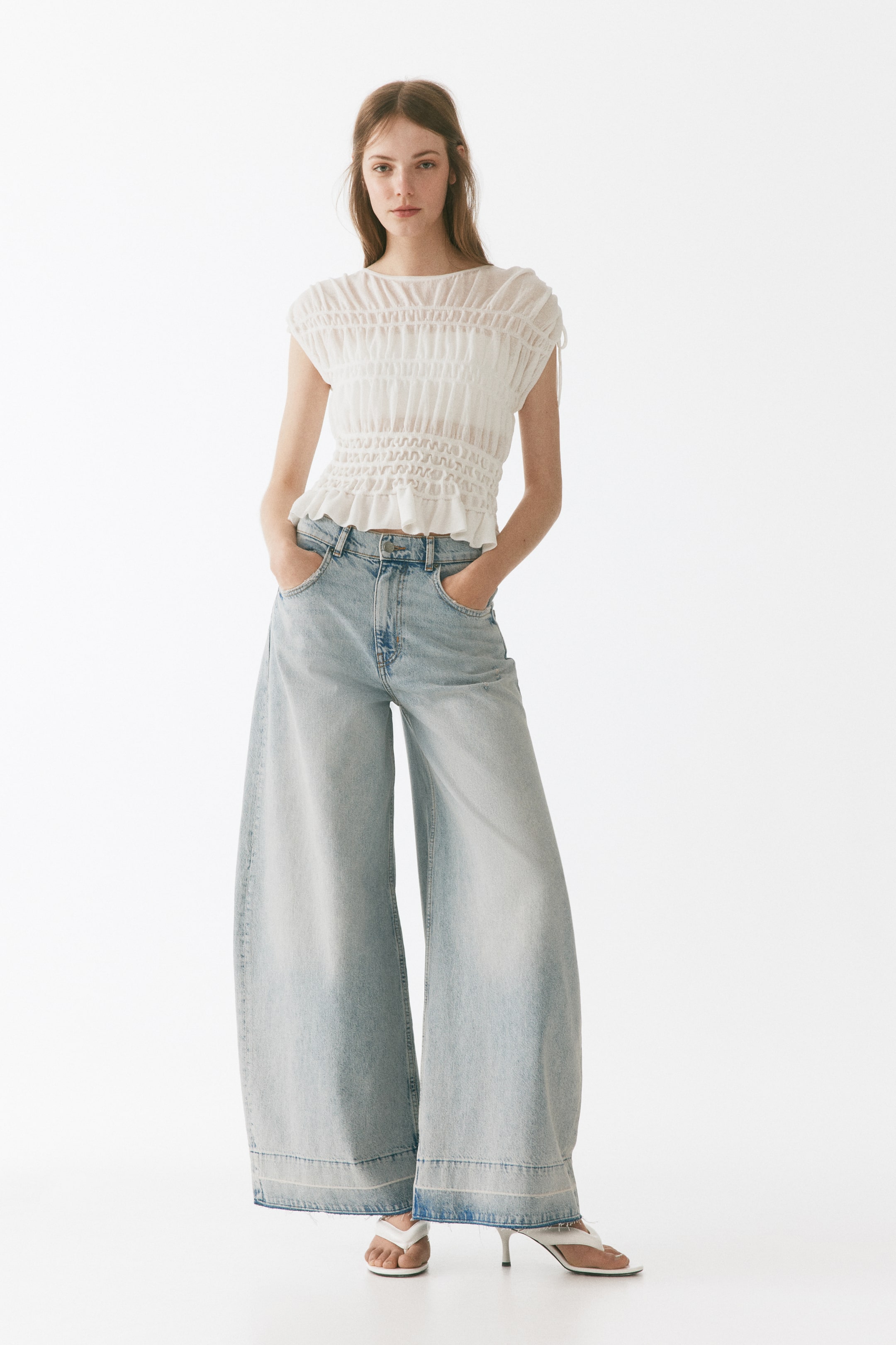 Smocked Fine-Knit Top