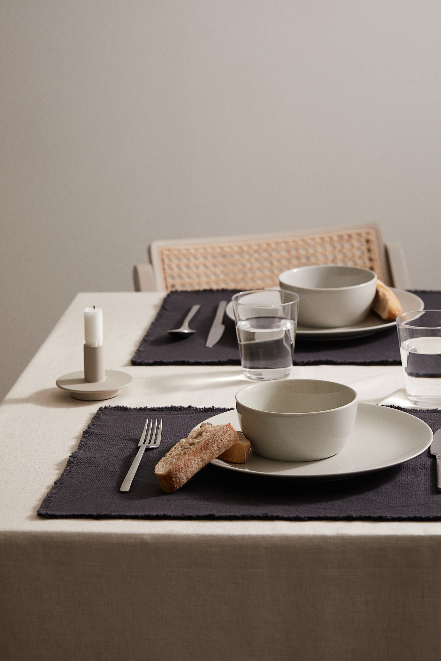 2-pack canvas place mats - Dark grey/Light beige - 2