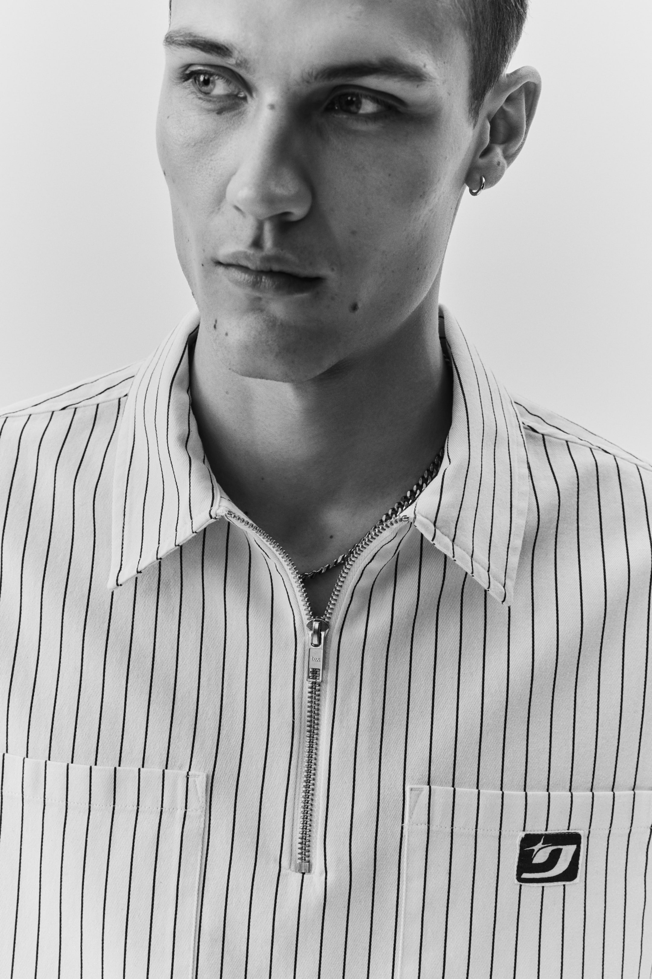 Relaxed-Fit Half-Zip Twill Shirt